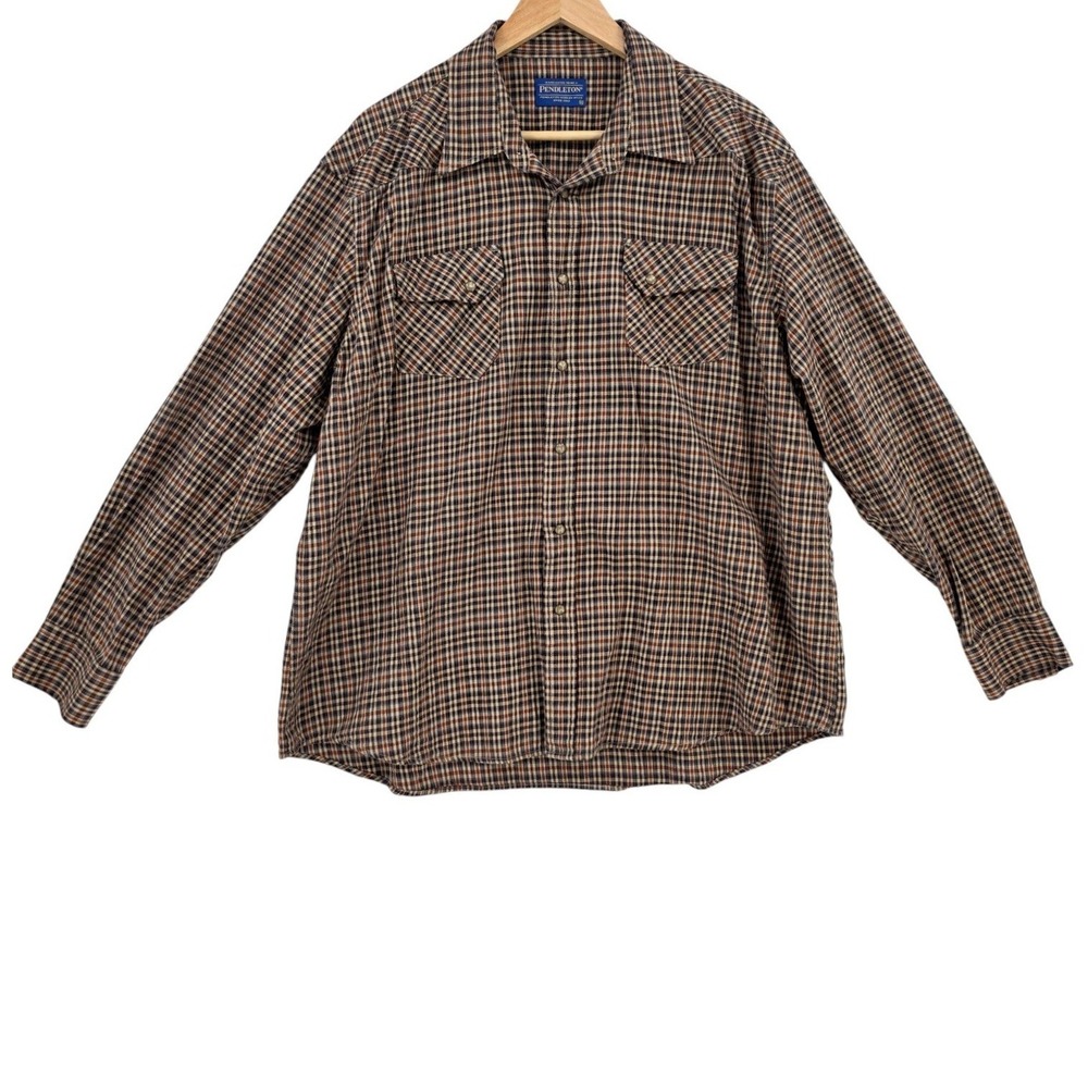 Pendleton Mens XL Western Plaid Wool Blend Pearl Snap Long Sleeve Shirt